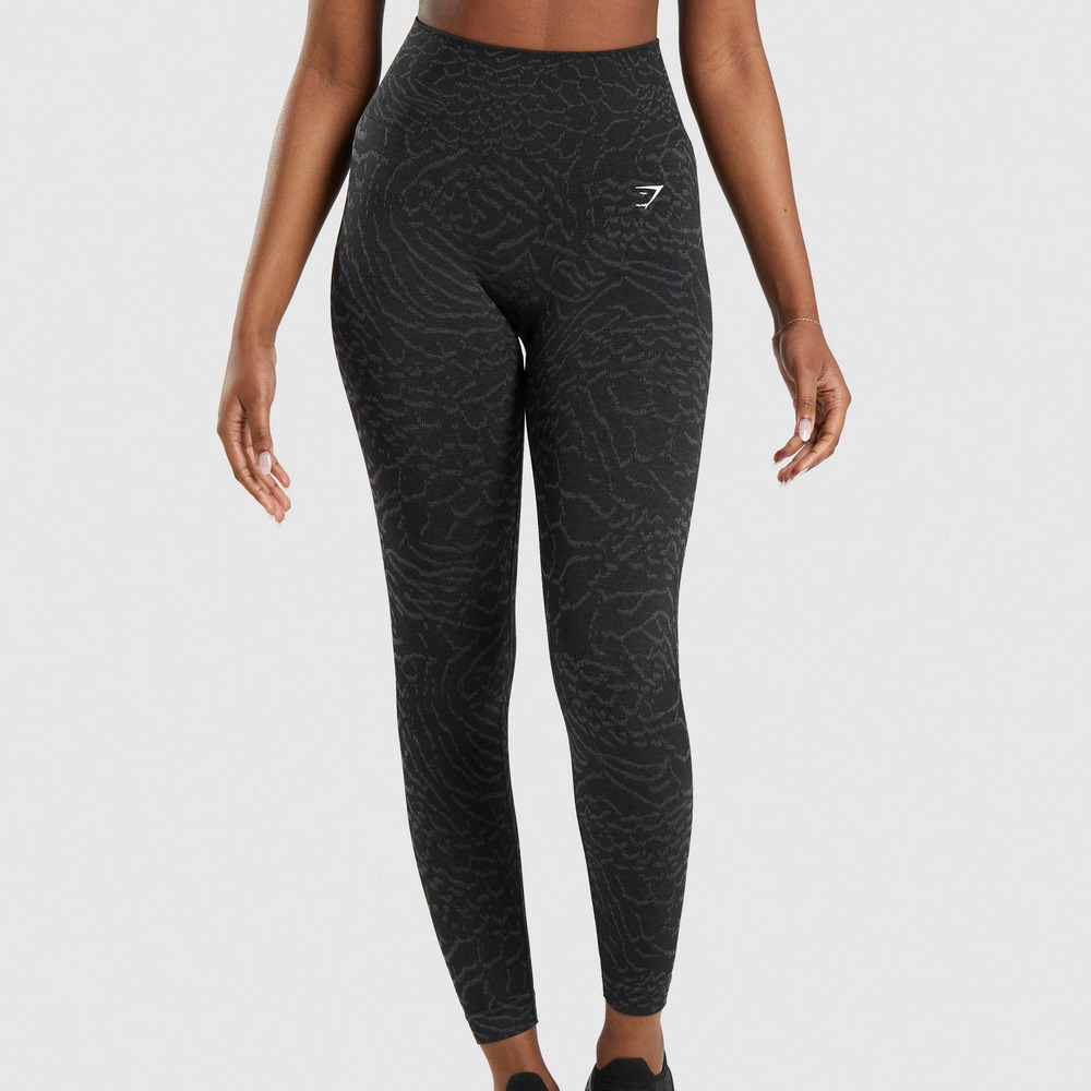 Gymshark Adapt Animal Seamless Crop Leggings Black Women's Medium